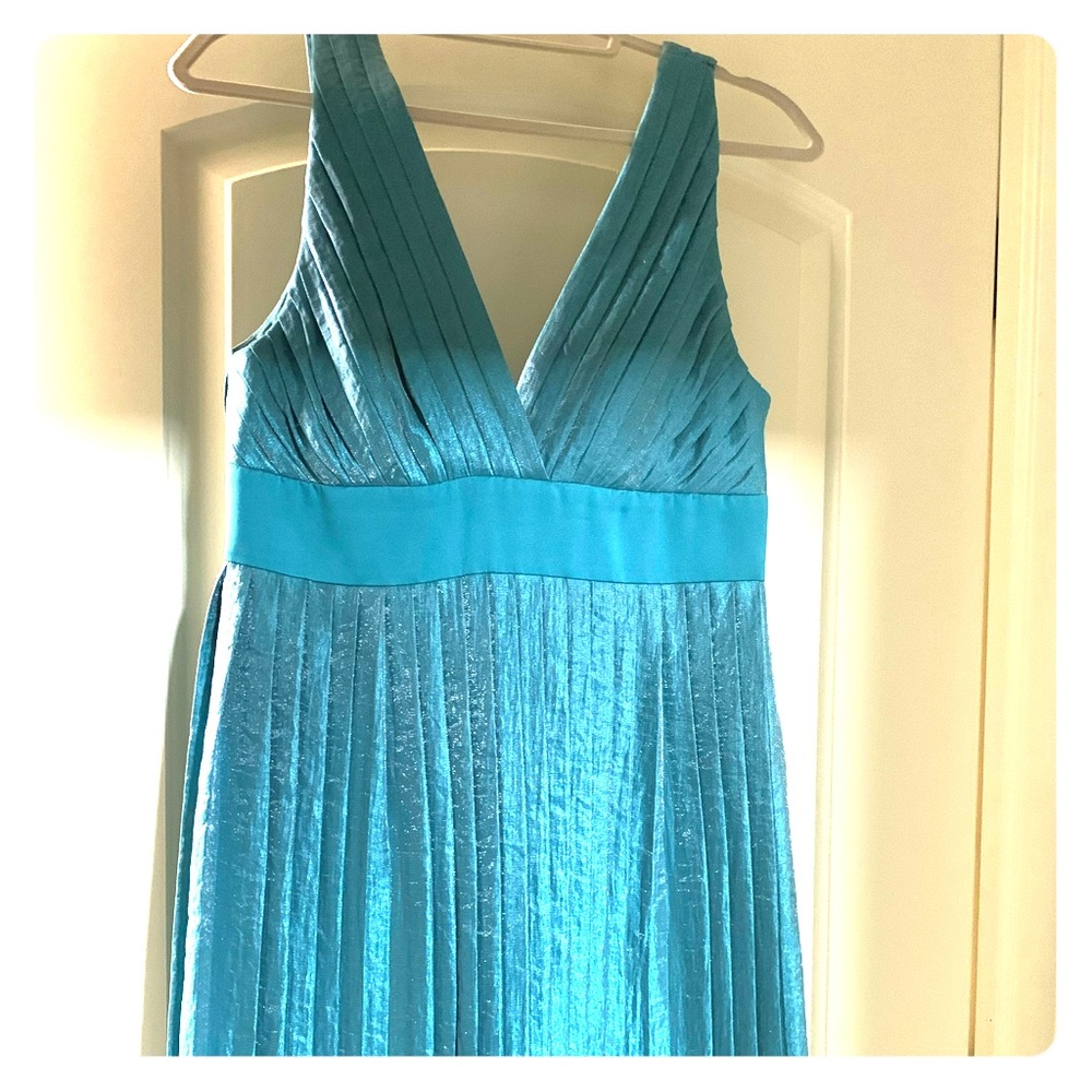 Max & Cleo Waist Dress Mist Blue Accordion